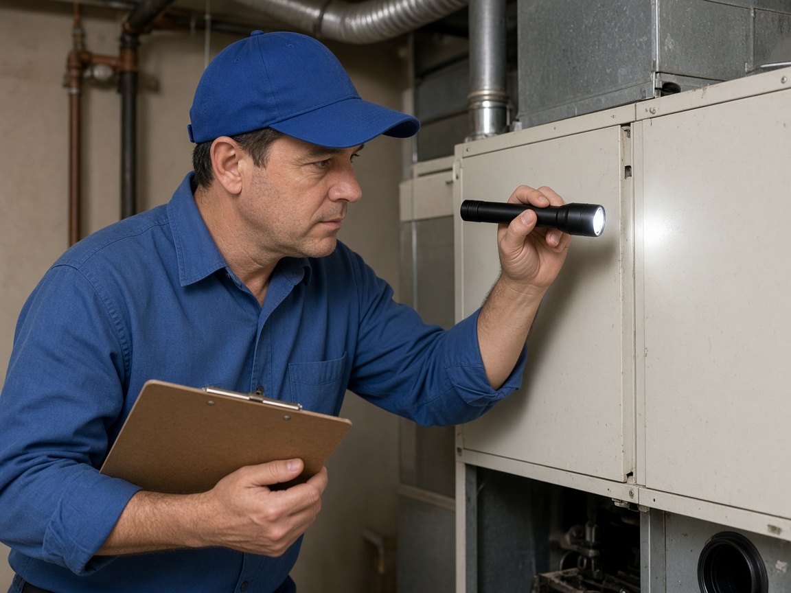 Specialist inspecting home systems during a renovation